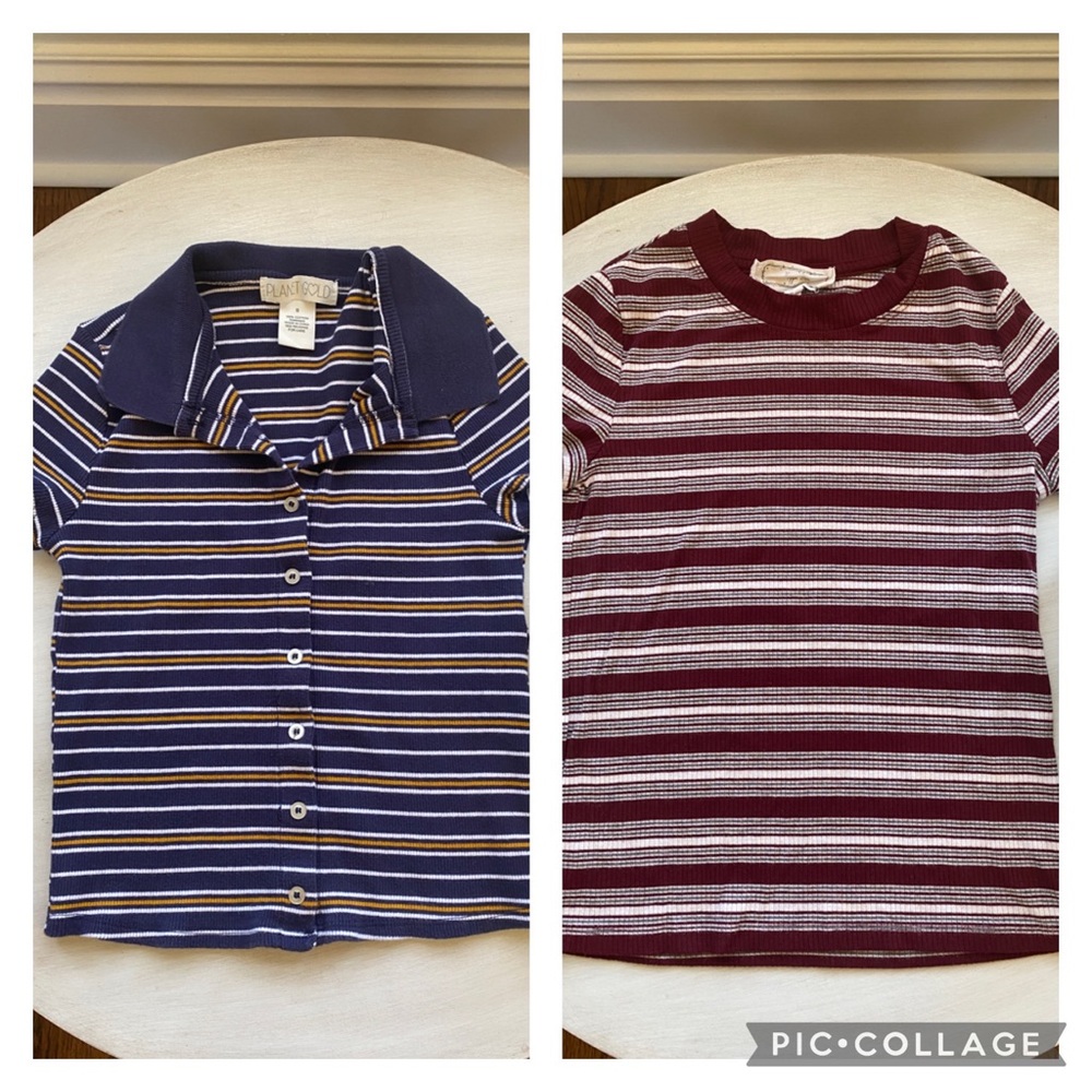 Two Striped Tops (Planet Gold and Hippie Rose) - One is 100% Cotton (2 for $20)